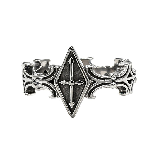 Cross Titanium Steel Ring