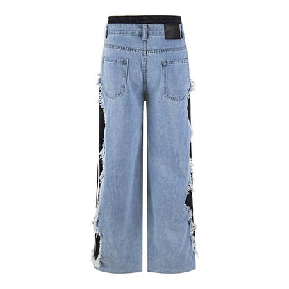 Distressed Stripe Denim Joggers