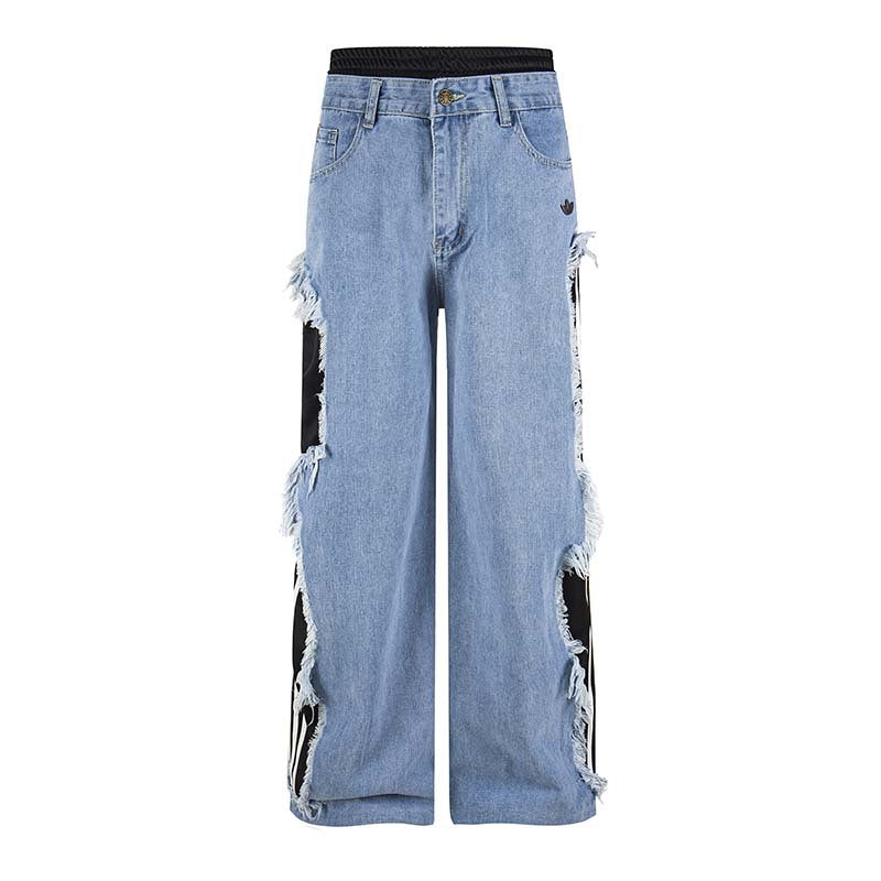 Distressed Stripe Denim Joggers