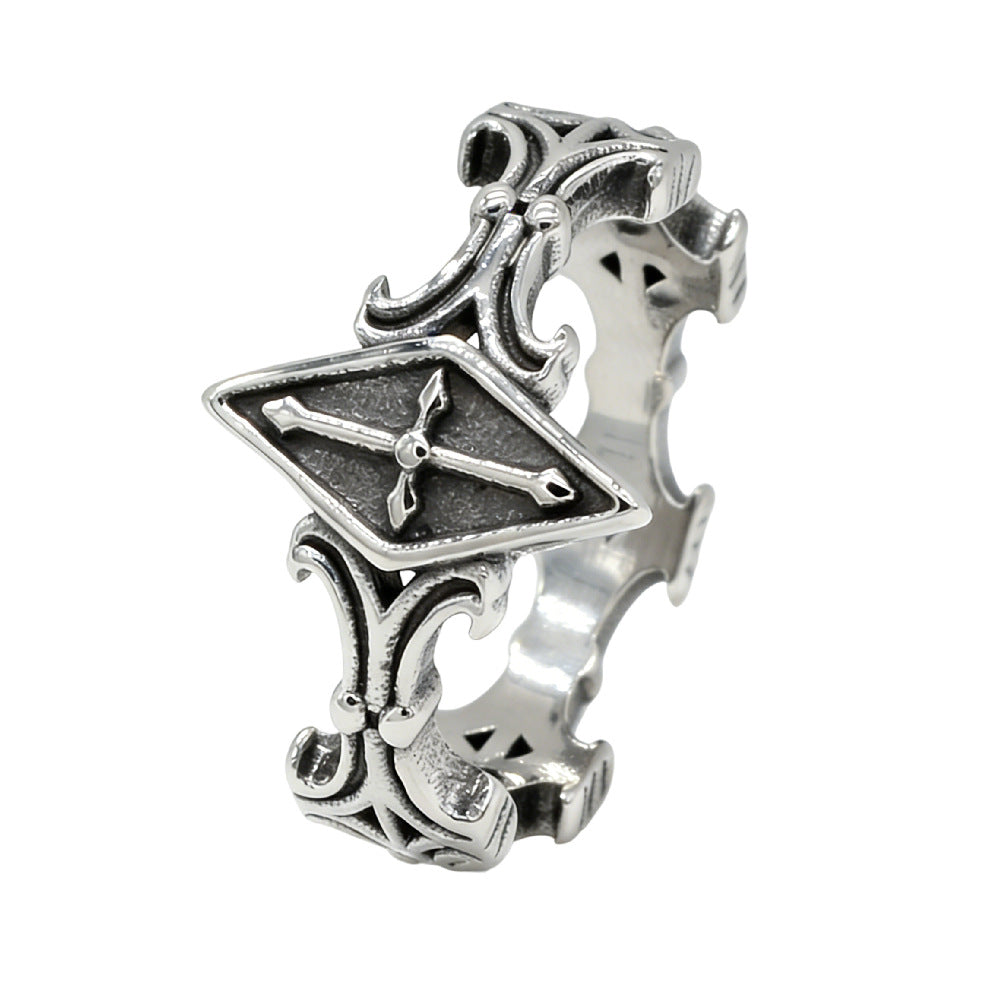 Cross Titanium Steel Ring