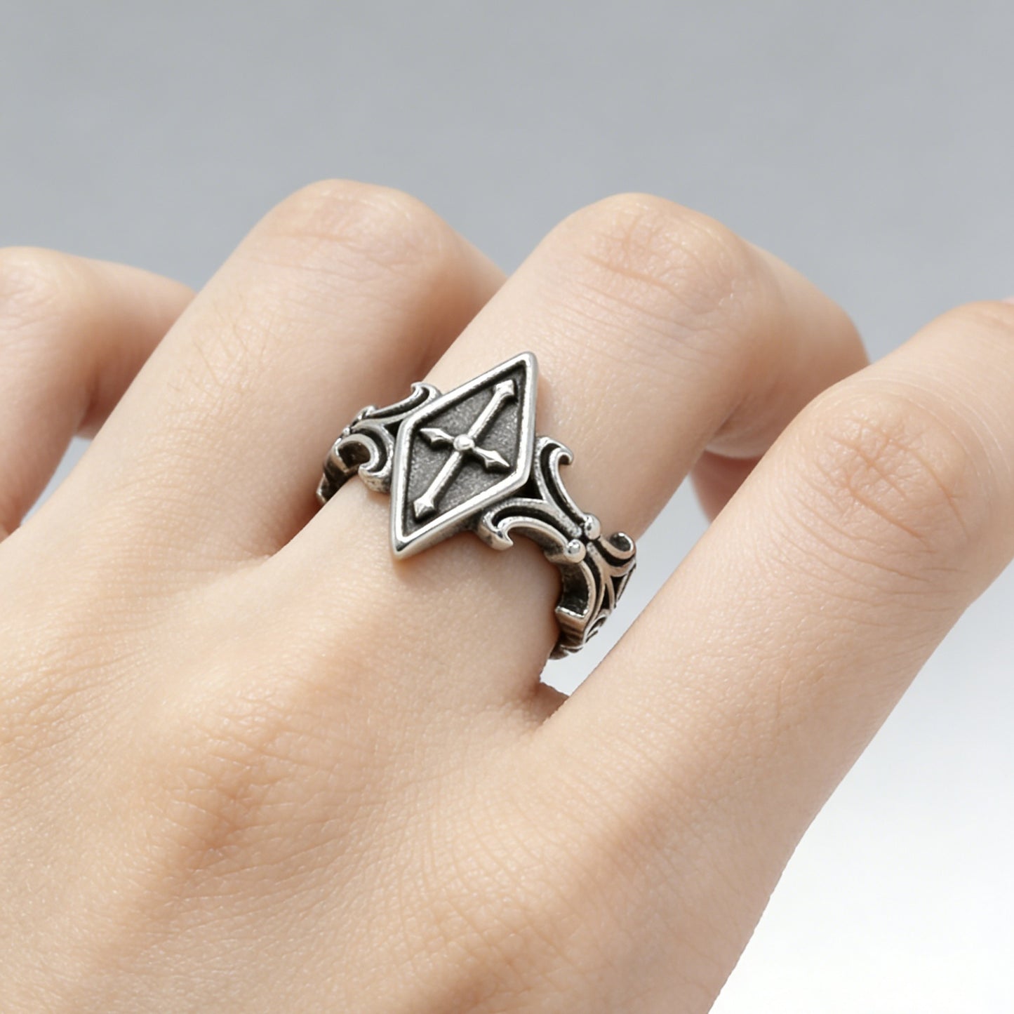 Cross Titanium Steel Ring