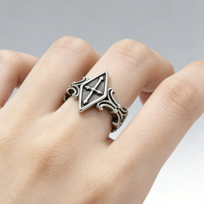 Cross Titanium Steel Ring